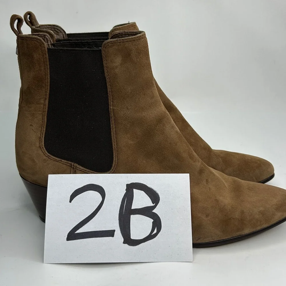 Sam‎ Edelman Reesa Pull On Suede Chelsea Ankle Boots Womens 10 Tan Pointed Toe